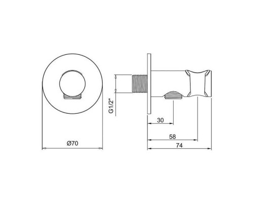 Almar Round Подключение для шланга с держателем, цвет: Nickel Brushed. E095037.NB