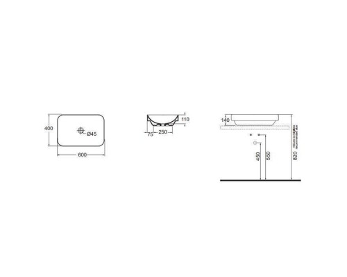 Azzurra Elegance Soft Раковина накладная/полувстраиваемая, 60x40xH14 см, без отв., цвет: Bianco lucido. ELLG060400S0BI/(ESO60 bi)*0 Azzurra Elegance Soft Раковина накладная/полувстраиваемая, 60x40xH14 см, без отв., цвет: Bianco lucido. ELLG060400S0BI/(ESO60 bi)*0