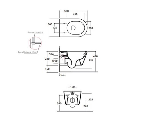 Globo Forty3 Унитаз подвесной 55х36см., с системой Cleanstorm, цвет: белый. FNS02BI