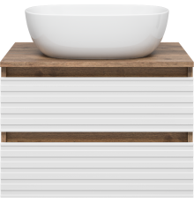 Тумба с раковиной Brevita Dakota 60 подвесная, дуб галифакс олово, белый