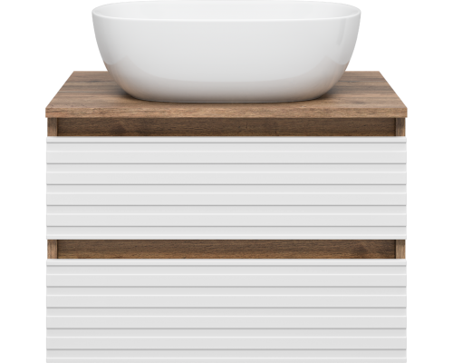 Тумба с раковиной Brevita Dakota 60 подвесная, дуб галифакс олово, белый