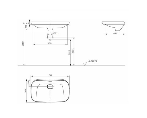 TOTO Neorest Раковина 74.6x44.8x17.3 см, без отв., CeFiONtect, цвет: белый. LW3717HY#XW TOTO Neorest Раковина 74.6x44.8x17.3 см, без отв., CeFiONtect, цвет: белый. LW3717HY#XW