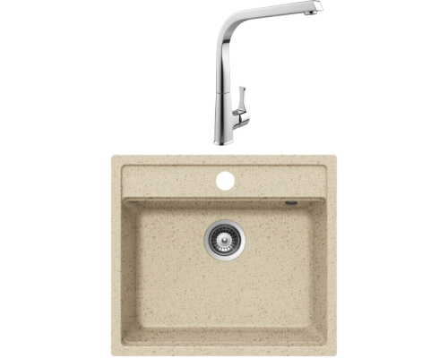 Комплект Мойка Whinstone Немос 1B бежевый + Смеситель MEGA Mega