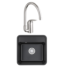 Комплект Мойка Granula Standart 5001, черный + Смеситель Grohe Euroeco