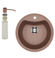 Мойка кухонная Ulgran U-601 307 терракот + дозатор U-01 терракот