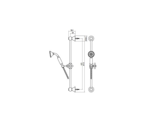 Gattoni PD Душевая стойка 60см с лейкой CLASSIC и шлангом, цвет: бронза. 1039/PDV0 Gattoni PD Душевая стойка 60см с лейкой CLASSIC и шлангом, цвет: бронза. 1039/PDV0