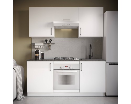 Кухонный гарнитур Domaci Болонья 180 см, фасад белый, ручка черная, столешница луна KUH-767406