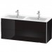 Duravit XSquare Тумба подвесная, 128х47.8х56см, с раковиной и 4 выдв ящиками, цвет: черный глянцевый . 2336130000, XS417504040