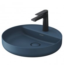 Duravit Vitrium Раковина накладная 46см., с 1 отв., круглая, из DuroCast UltraResist, без перелива, с полкой, цвет: синий матовый. 266246HB