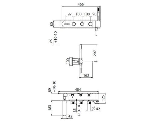 Carimali Встраиваемая часть смесителя для ванны на 3 положения. W6101