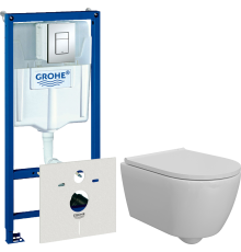 Комплект Унитаз подвесной DIWO Коломна 0700 с микролифтом + Инсталляция Grohe Rapid SL 38775001 4 в 1 с кнопкой смыва
