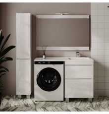 Мебель для ванной комнаты Style Line Даллас Леон 120 R Люкс Plus напольная, белая, для стиральной машины, 2 ящика