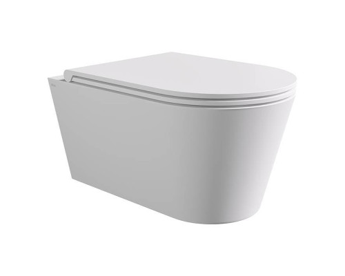 Alice Hide Round Унитаз 57х37см., подвесной, безободковый, с сиденьем и крышкой с микролифтом, с набором для крепления, цвет: белый матовый. 31170109SET