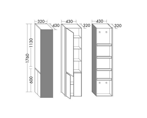 Burgbad Yso Шкаф подвесной зеркальный 32x43x176см, цвет: белый матовый. HSHA058 L K0374