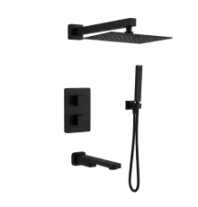 AQM8412MB Savona Набор с терм. для компл. ванны с изливом, верхним и ручн. душем, цвет черный мат AQM8412MB