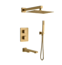 AQM8412BG Savona Набор с терм. для компл. ванны с изливом, верхним и ручн. душем, цвет золото шлиф AQM8412BG