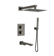 AQM8412GM Savona Набор с терм. для компл. ванны с изливом, верхним и ручн. душем, цвет металл AQM8412GM