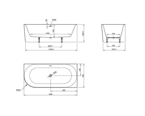 Knief Fresh Left Ванна угловая 180х80х60см., Dx, щелевой перелив slot в комплекте, цвет: белый. 0100-233-06SWG white