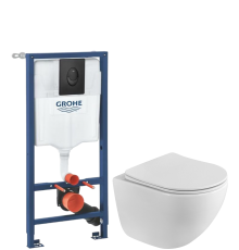 Комплект Унитаз подвесной BelBagno Libero BB11051CH-TOR/SC безободковый + Инсталляция Grohe Rapid SL 1000044 3 в 1 с панелью смыва