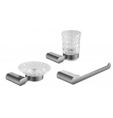 Стакан Rose RG17T RG1712T пепельный + Мыльница Rose RG17T RG1703T пепельный + Полотенцедержатель Rose RG1706T пепельный