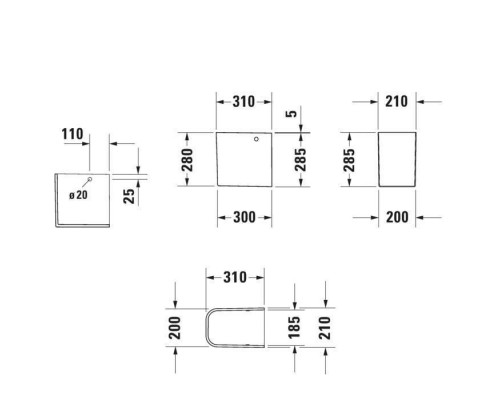 DURAVIT Happy D.2  Полупьедестал для раковины 21х31 см,  (231680,231665,231660), цвет: белый.. 0858280000