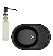 Мойка кухонная Ulgran U-610 308 черная + дозатор U-01 черный