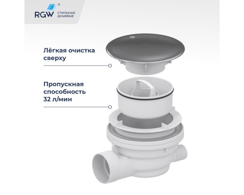 Сифон для душевых поддонов RGW Velplex QYD-01 хром