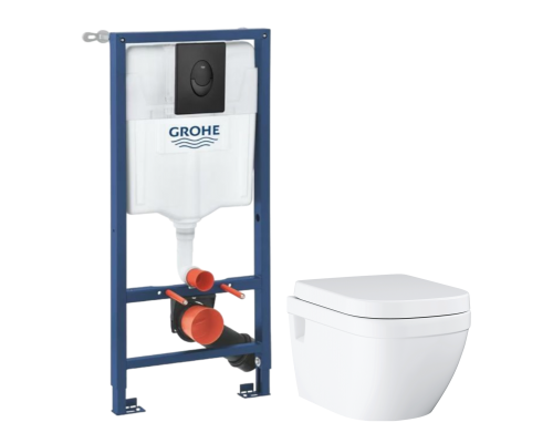 Комплект Унитаз подвесной Grohe Euro Ceramic 39703000 безободковый + Инсталляция Rapid SL 1000044 3 в 1 с панелью смыва Комплект Унитаз подвесной Grohe Euro Ceramic 39703000 безободковый + Инсталляция Rapid SL 1000044 3 в 1 с панелью смыва