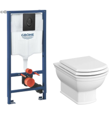 Комплект Унитаз подвесной VitrA Valarte + Крышка 124-003-009 с микролифтом + Инсталляция Grohe Rapid SL 1000044 3 в 1 с панелью смыва