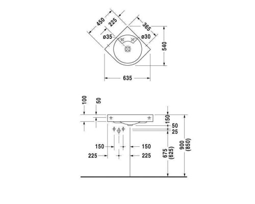 Duravit Architec Раковина 63.5х54 см, 1 отв., цвет: белый. 0448450000