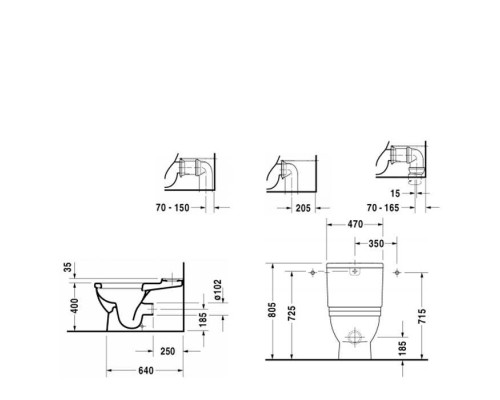 Duravit Starck 3 Унитаз напольный в комплекте Big Toilet 42х74см, с отдельным бачком с механизмом слива хром, слив универсальный, с креплениями, цвет: белый. 0928100005,  2104090000