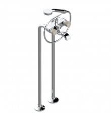 THG Nihal Porcelaine Ivoire Смеситель для ванны, напольный, с ручным душем и шлангом 150см., цвет: Хром. U2N-A02-13CS