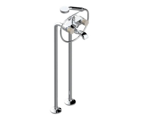 THG Nihal Porcelaine Ivoire Смеситель для ванны, напольный, с ручным душем и шлангом 150см., цвет: Хром. U2N-A02-13CS