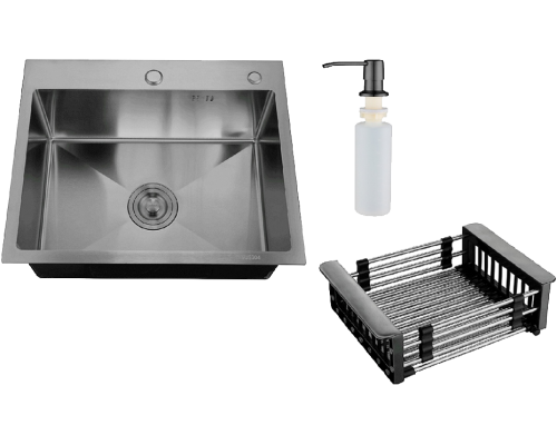 Мойка кухонная РМС MR MR-6050BL c корзиной и дозатором, графит