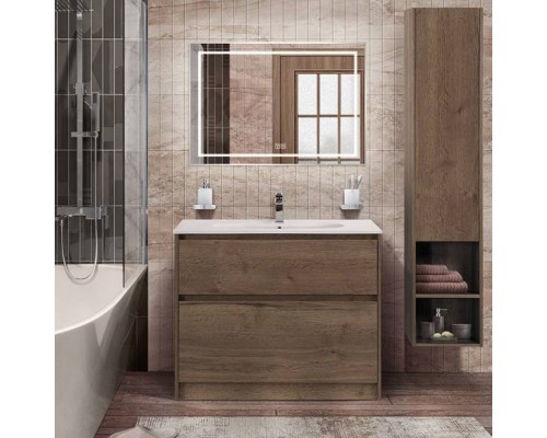 Мебель для ванной комнаты BelBagno Kraft 100 напольная, rovere tabacco, раковина LOV-1000-LVB