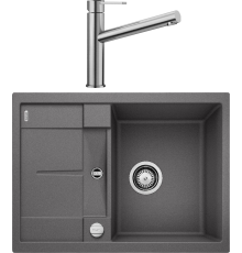 Комплект Мойка кухонная Blanco Metra 45S Compact 519573 темная скала + Смеситель Ambis Ambis 523118