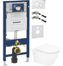 Комплект Унитаз подвесной BelBagno Tre BB8001CHR/SC + Крепления Geberit Duofix 111.815.00.1 к стене + Шумоизоляция 156.050.00.1 + Инсталляция UP 320 111.300.00.5 + Кнопка Sigma 01 115.770.11.5 белая