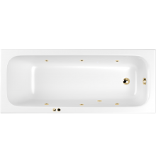 Акриловая ванна WHITECROSS Vibe 0105.170070.100.SOFT.GL 170x70 см, с гидромассажем, с каркасом, со сливом-переливом, с донным клапаном, фурнитура золото