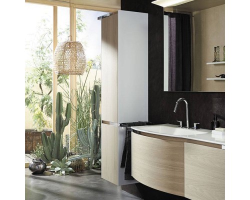 Burgbad Yso Шкаф подвесной 40x35x176 см, цвет: белый глянец/аутентичный дуб. HSHB040 L F2184 K0387