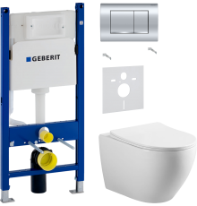 Комплект Унитаз подвесной Vincea Esse + Шумоизоляция Geberit + Инсталляция Duofix Delta 458.163.21.1 с кнопкой смыва, хром