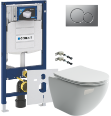 Комплект Унитаз подвесной Ceramicanova Metropol CN4002 безободковый + Крепления Geberit Duofix 111.815.00.1 к стене + Шумоизоляция 156.050.00.1 + Инсталляция UP 320 111.300.00.5 + Кнопка Sigma 01 115.770.JQ.5 лакированная, матовый хром
