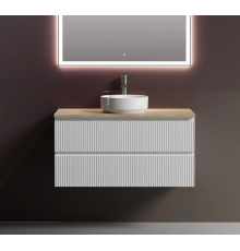 Тумба под раковину Sancos Snob T 100 со столешницей, bianco, бежевая, с отв. под смеситель