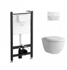 Laufen Pro Унитаз подвесной, безободковый смыв Rimless, с инсталляционной системой, сиденье с крышкой SC, панель смыва цвет: белый. Z.RU93.0.771.6