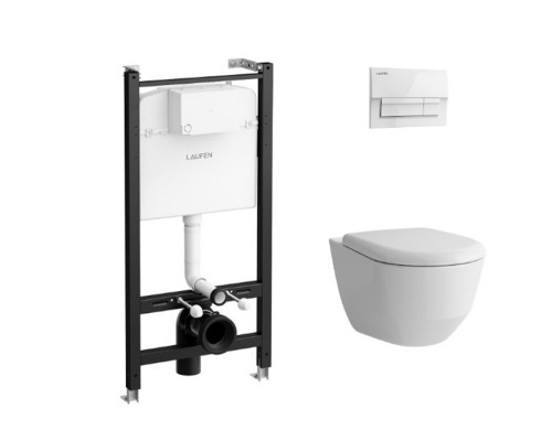 Laufen Pro Унитаз подвесной, безободковый смыв Rimless, с инсталляционной системой, сиденье с крышкой SC, панель смыва цвет: белый. Z.RU93.0.771.6