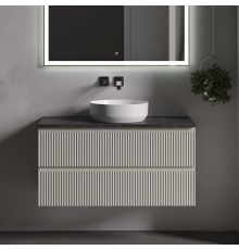 Тумба с раковиной Sancos Snob R 100 см, beige soft, столешница черный мрамор, раковина CN6022