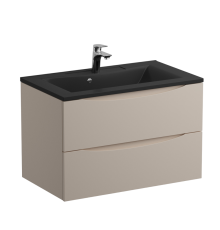 Тумба с раковиной BelBagno Marino 80, подвесная, crema opaco, черная раковина