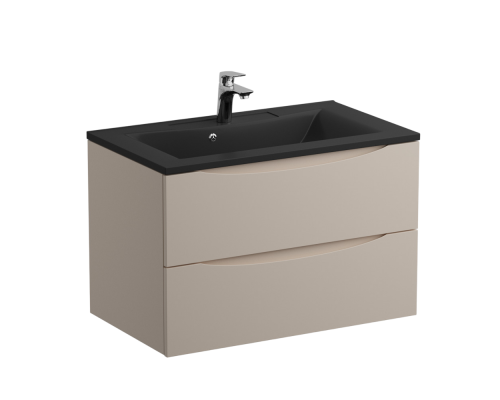 Тумба с раковиной BelBagno Marino 80, подвесная, crema opaco, черная раковина Тумба с раковиной BelBagno Marino 80, подвесная, crema opaco, черная раковина