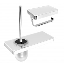 Набор Держатель Lemark Glass line 9721028 хром, белый + Ершик 9761031 с полкой, хром, белый