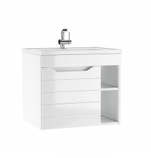 Тумба с раковиной Айсберг Агата 60 подвесная, без ящика, глянцевая белая