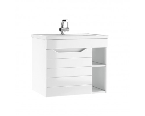Тумба с раковиной Айсберг Агата 60 подвесная, без ящика, глянцевая белая